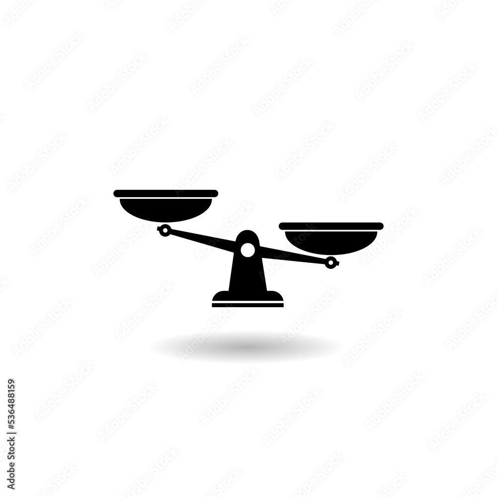 Mechanical scales balance icon logo with shadow Mechanical scales balance icon logo with shadow