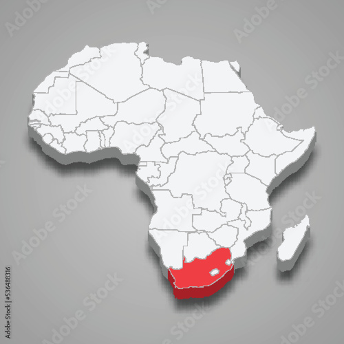  country location within Africa. 3d map South Africa