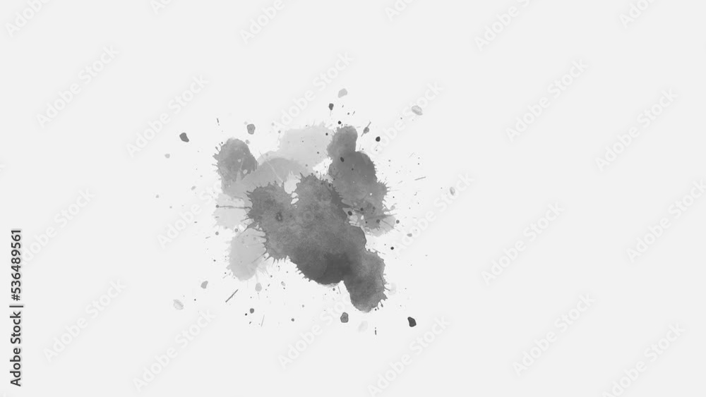 ink motion effect liquid. Ink splatters reavel transition animation. Ink brush stroke transition. Ink splash. Abstract inkblot, splat, fluid art, overlay, alpha matte composition. 