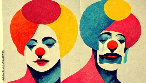 Tableau sur toile Clown Circus Pop Art Poster Background