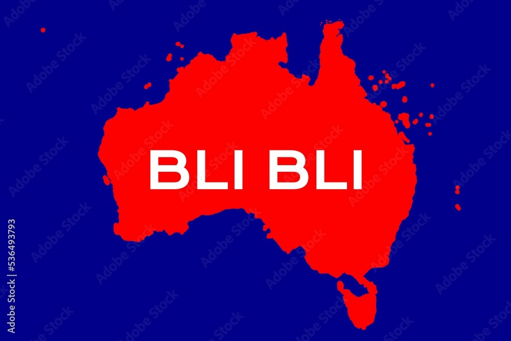 Bli Bli Name der australischen Stadt Bli Bli im Bundesstaat Queensland mit den Umrissen des