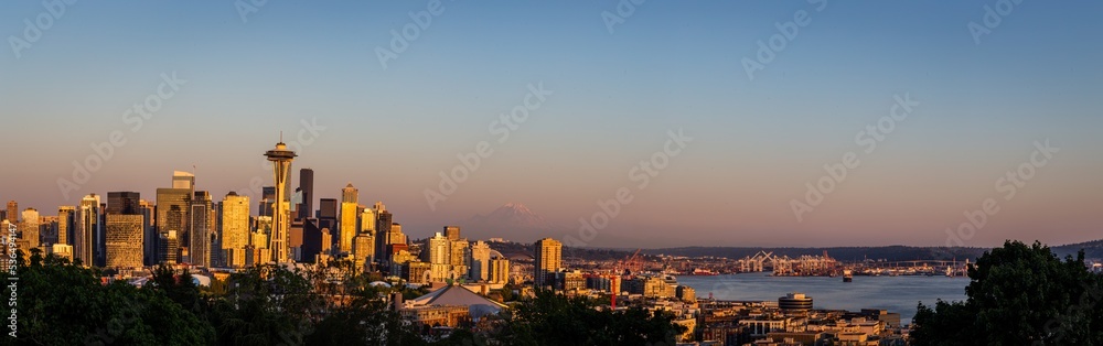Seattle Cityscape from Kerry Park Golden Hour