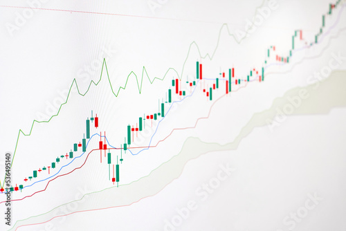 Rising stock market chart on white background