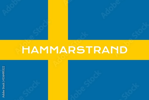 Hammarstrand: Name der schwedischen Stadt Hammarstrand in der Provinz Jämtland auf der Flagge des Königreichs Schweden photo