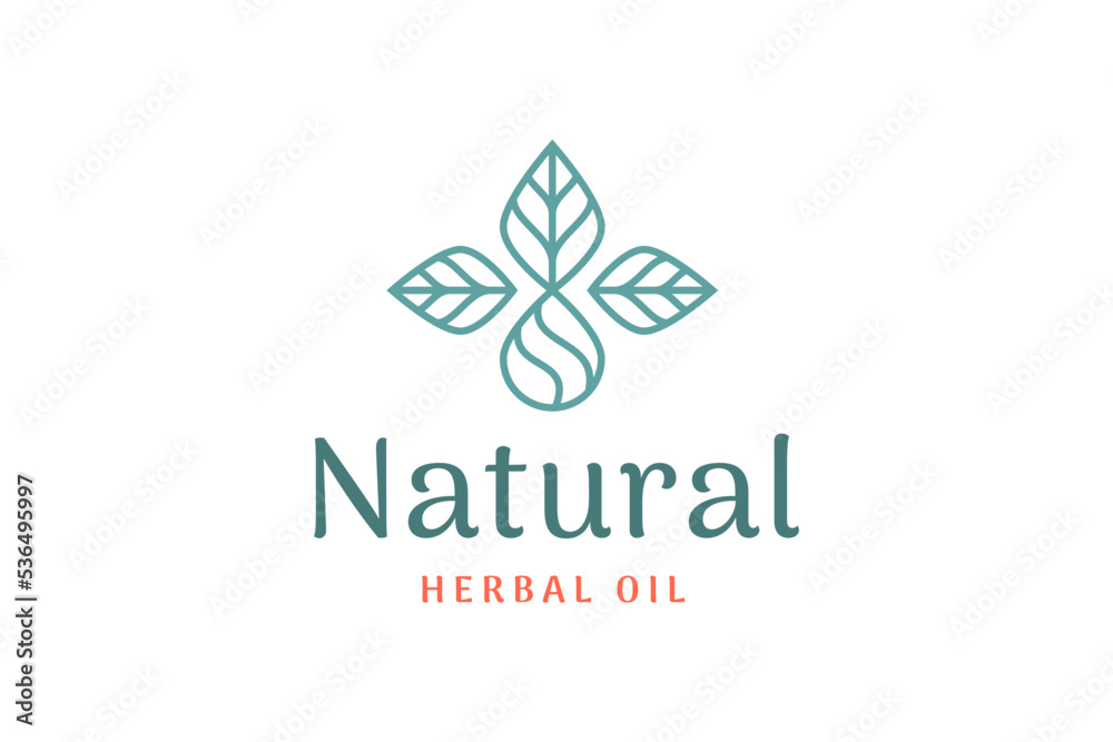 health and beauty logo with leaf shape and oil or liquid drop health and beauty logo with leaf shape and oil or liquid drop
