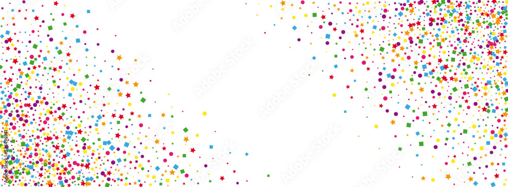 Multicolored Circle Background White Vector. Round Prize Texture. Colorful Celebrate. Bright Confetti Event. Element Geometric Frame.