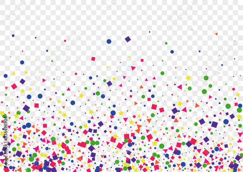 Colorful Dot Background Transparent Vector. Geometric Eve Illustration. Multicolored Gift. Bright Circle Falling. Polka New Card.