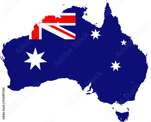 Australia Map Flag. Australian Border Boundary Country Shape Nation National Outline Atlas Flag Sign Symbol Banner. Aussie Transparent PNG Flattened JPG Flat JPEG