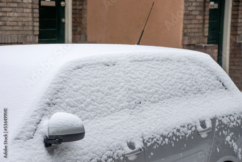 Snow On A Car At Amsterdam The Netherlands 2018