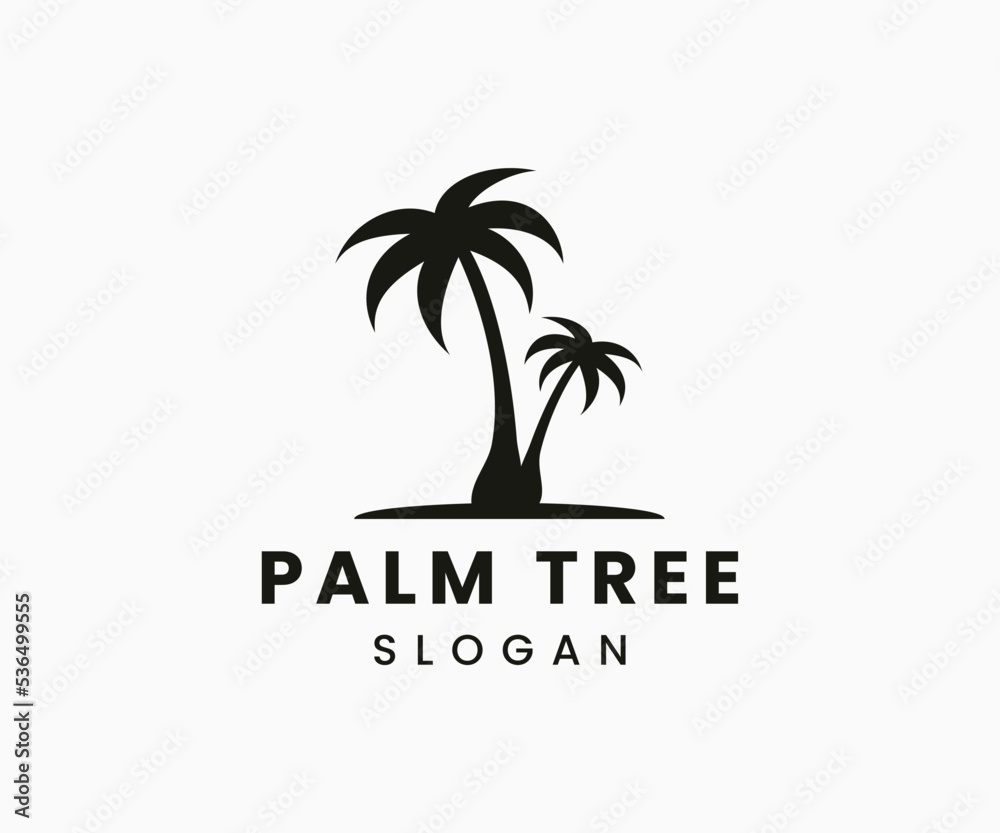 Palm tree logo design. Beach logo vector template