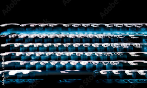 Colorful keyboards in long exposure