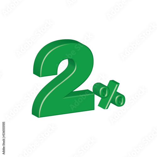 numerical 2 two 3d plastic effect number percentage symbol