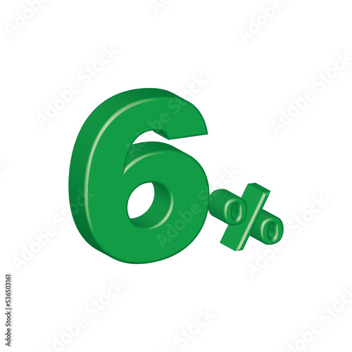numerical 6 six 3d plastic effect number percentage symbol