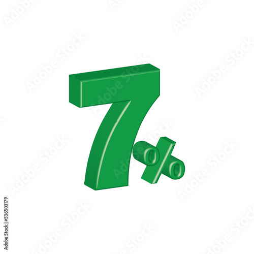 numerical 7 seven 3d plastic effect number percentage symbol