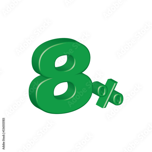 numerical 8 eight 3d plastic effect number percentage symbol
