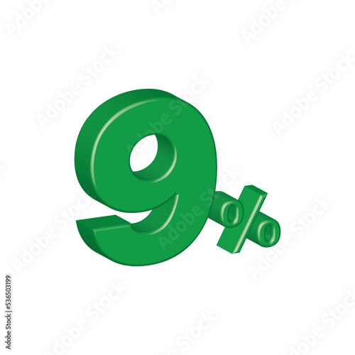 numerical 9 nine 3d plastic effect number percentage symbol