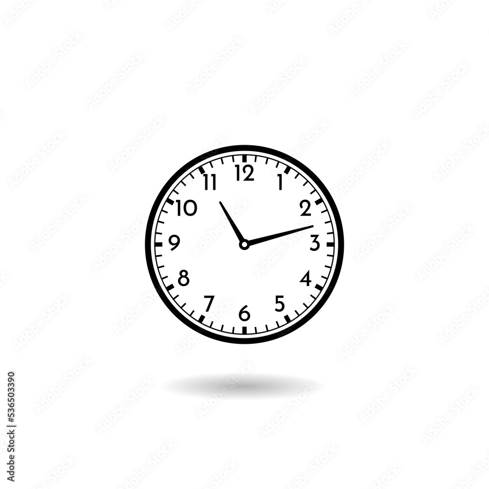 Clock time icon logo with shadow Clock time icon logo with shadow