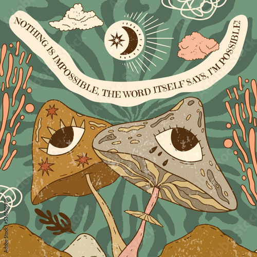 Vector square poster. Magical elements and mystic-themed abstraction
