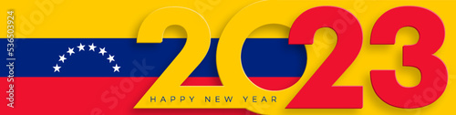 Happy New Year 2023, festive pattern with Venezuela flag concept photo