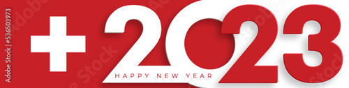Happy New Year 2023, festive pattern with Switzerland flag concept