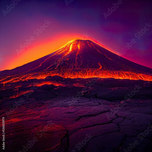 Volcanic eruption and lava. Active Volcano digital art © Visual Content