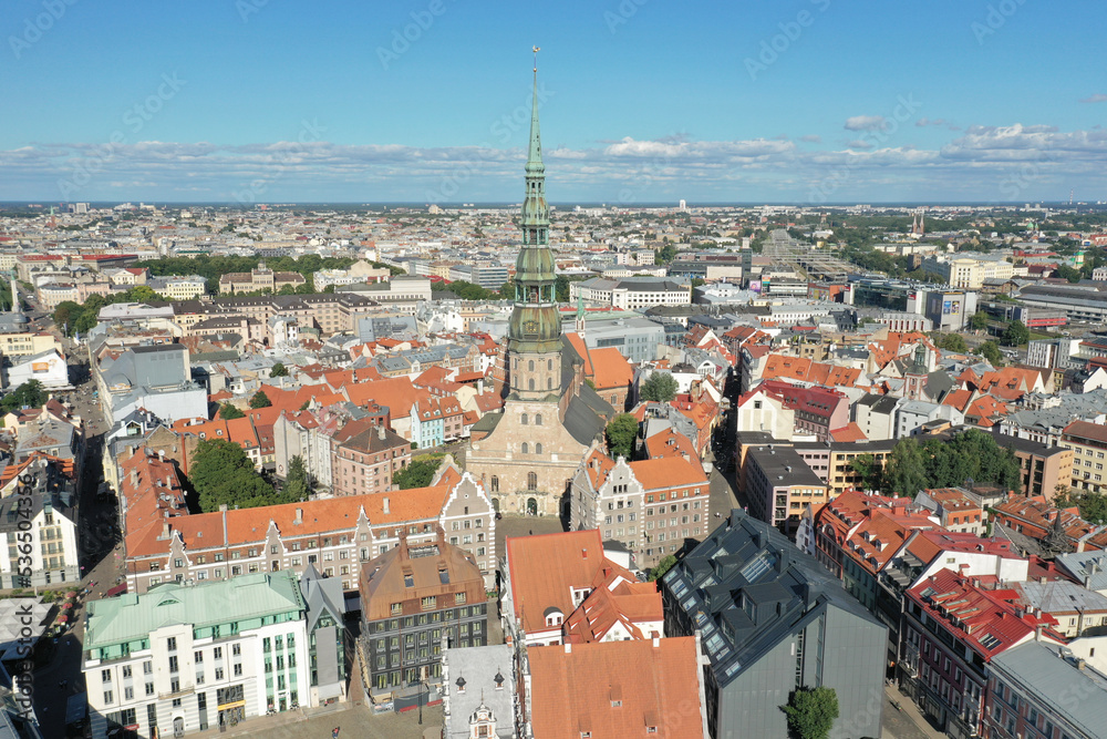 Panorama view from Riga cathedral on old town of Riga, Latvia