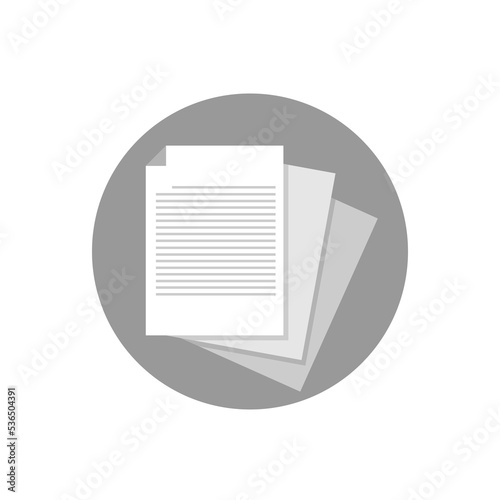 Documents icon. Stack of paper sheets. Confirmed or approved document. Flat illustration isolated on color background.