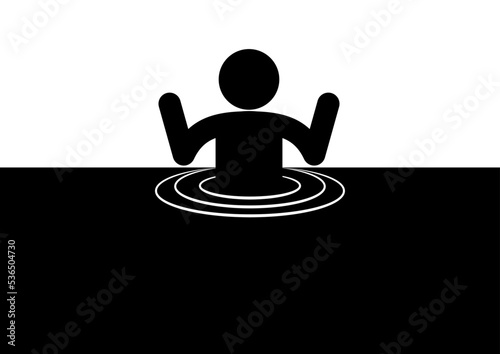 ズブズブにはまっているピクトグラム。
腐った間柄から抜け出せない。
半身浴で温水プールを歩いている。