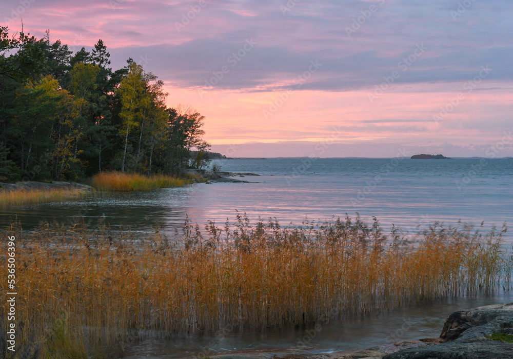 Peaceful autumnal seascape in the archipelago of Finland