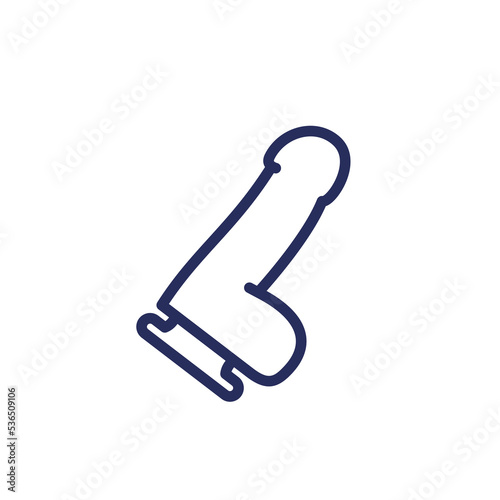 dildo, sex toy line icon on white