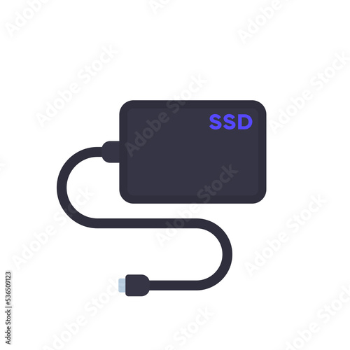 external ssd drive isolated on white, vector