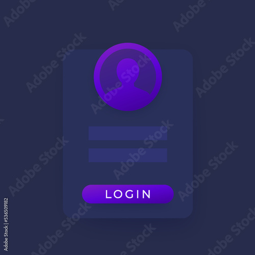 Login, Sign in form, dark vector design