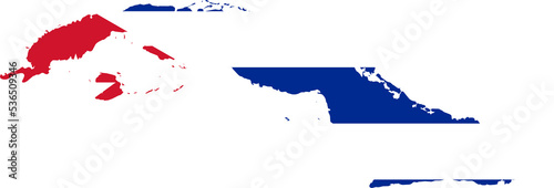 Cuba Map Flag. Cuban Border Boundary Country Shape Nation National Outline Atlas Flag Sign Symbol Banner. Transparent PNG Flattened JPG Flat JPEG
