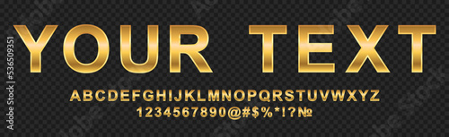 Фотография Golden alphabet font, letters and numbers - vector