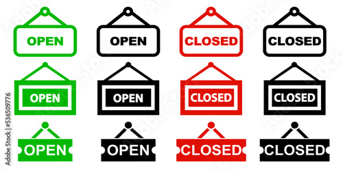 Set open and closed signboard - vector