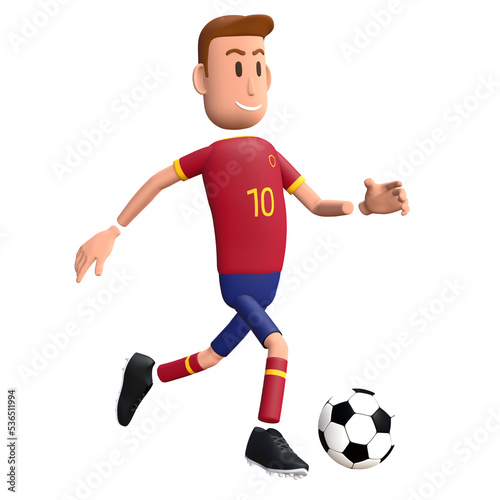 Football player running. Soccer player 3d character. © AndriGraphic