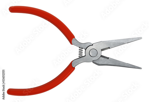 Long nose pliers isolated on transparent background. 3D illustration photo