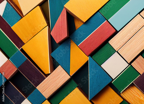 Colorful wood pieces representing diversity and inclusion in society