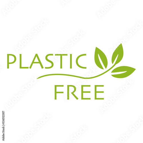 plastic free icon with green leaves