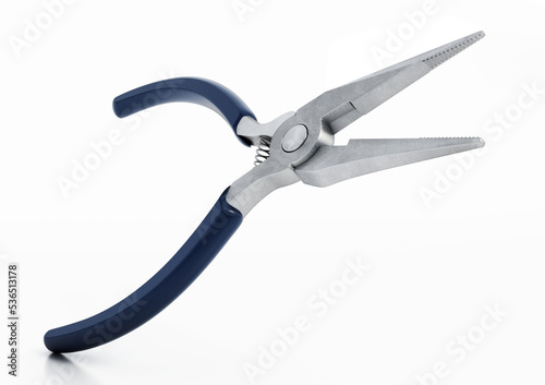 Long nose pliers isolated on white background. 3D illustration photo