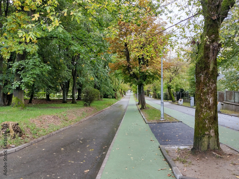 Alley that also includes a running track, in Baia Mare city, Romania