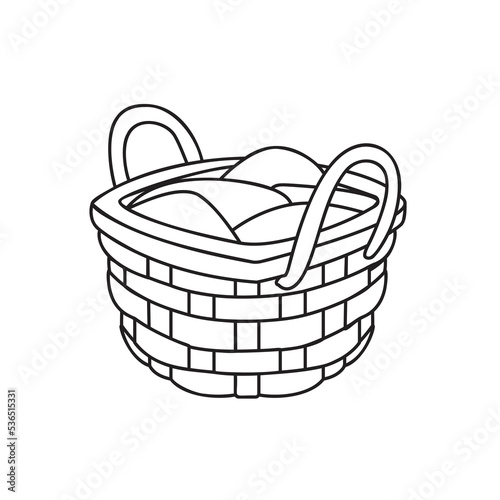 Wicker laundry basket vector hamper