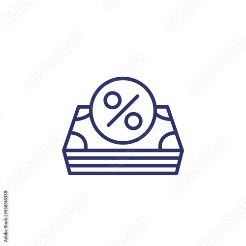 loan line icon, money and percent