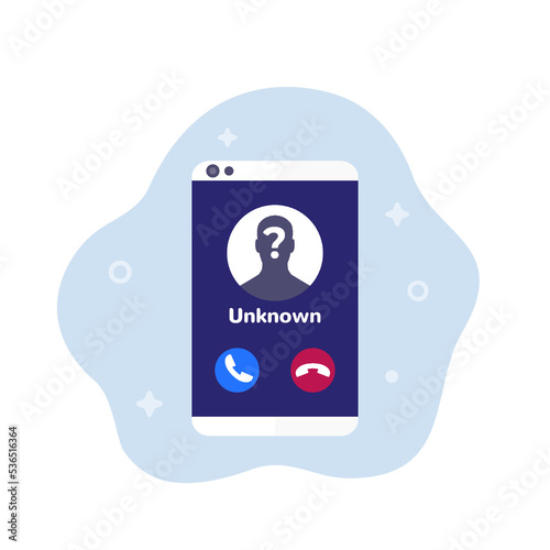 unknown caller, scam phone call vector icon