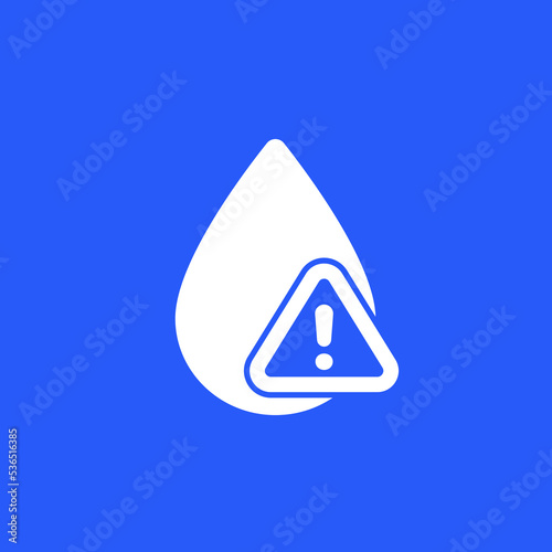 water contamination alert vector icon with drop