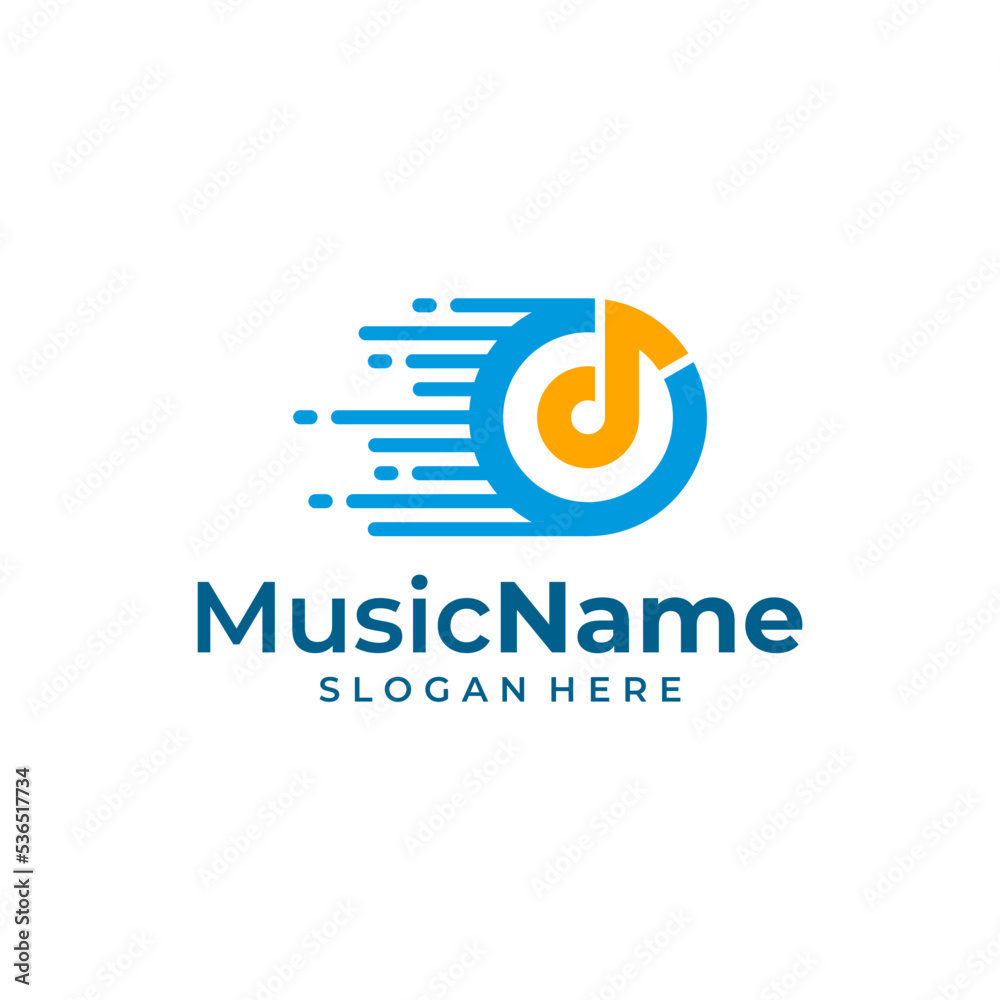 Fast Music Logo Template Design Vector, Emblem, Design Concept, Creative Symbol, Icon