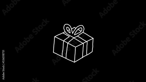Gift Box Christmas Doodle Animation Alpha Background