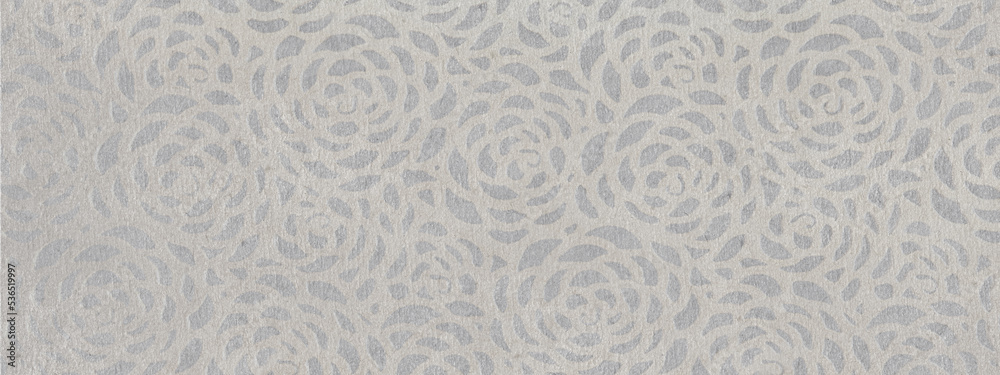 Panoramic background in grey tones with subtle roses pattern. Recycled paper texture. Panoramic background in grey tones with subtle roses pattern. Recycled paper texture.