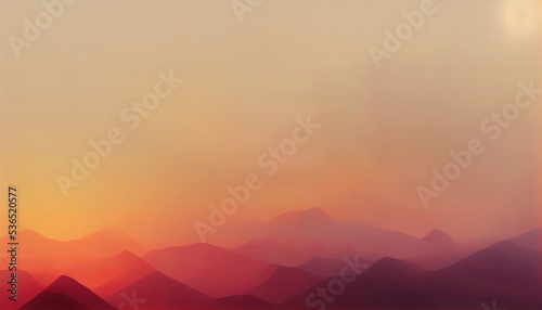Simple cloudy mountain top 3d illustrated 