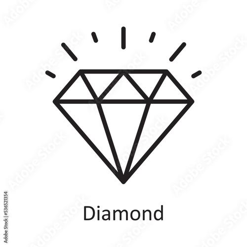 Diamond Vector Outline Icon Design illustration. Banking and Payment Symbol on White background EPS 10 File